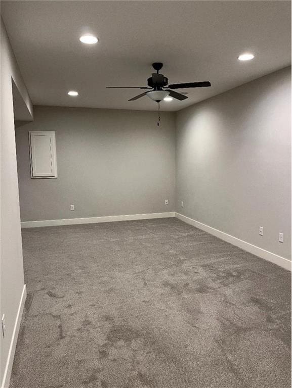 15653 Lakeside Dr, Basehor, KS 66007 - spare room featuring recessed lighting, ceiling fan, and carpet