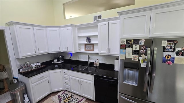 16810 NE 170th Ter, Holt, MO 64048 - kitchen featuring freestanding refrigerator, dishwasher, open shelves, and white cabinetry