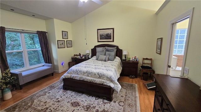 16810 NE 170th Ter, Holt, MO 64048 - bedroom featuring lofted ceiling, wood finished floors, and ceiling fan