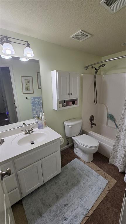 16810 NE 170th Ter, Holt, MO 64048 - bathroom featuring vanity,  shower combination, a textured ceiling, and tile patterned flooring