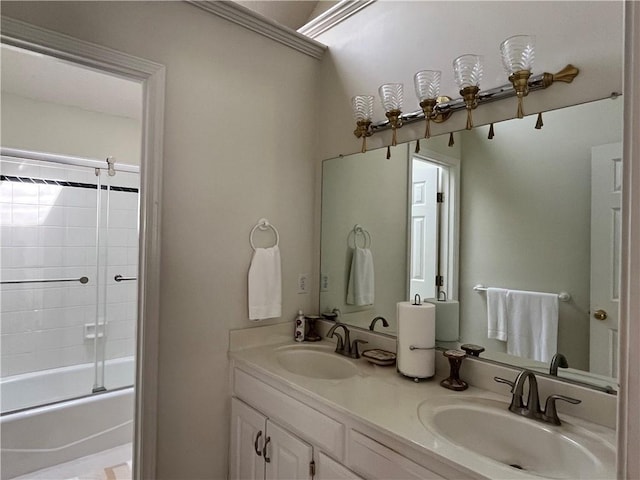 505 Williamsburg Dr, Lees Summit, MO 64063 - full bathroom with double vanity and bath / shower combo with glass door