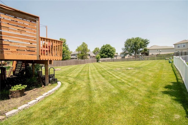 1903 NW Rosewood Dr, Grain Valley, MO 64029 - fenced backyard featuring stairs and a wooden deck