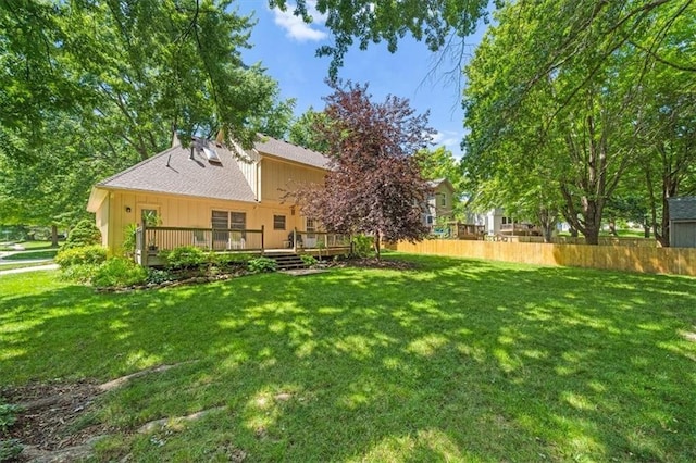 13217 S Locust St, Olathe, KS 66062 - view of yard featuring a wooden deck