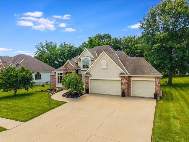 4902 Corinth Dr, Saint Joseph, MO 64506 - traditional-style house with a front lawn, stucco siding, concrete driveway, and a garage