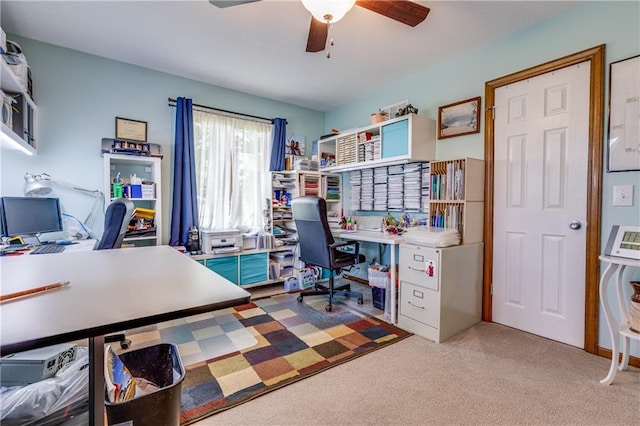 601 W 14th St, Pleasanton, KS 66075 - carpeted home office featuring a ceiling fan