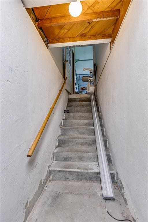 601 W 14th St, Pleasanton, KS 66075 - staircase with concrete flooring