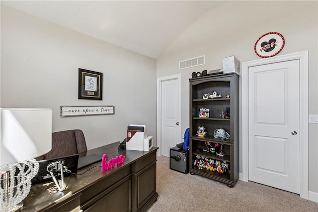 1401 Spurlock Cv, Raymore, MO 64083 - home office with lofted ceiling and light colored carpet