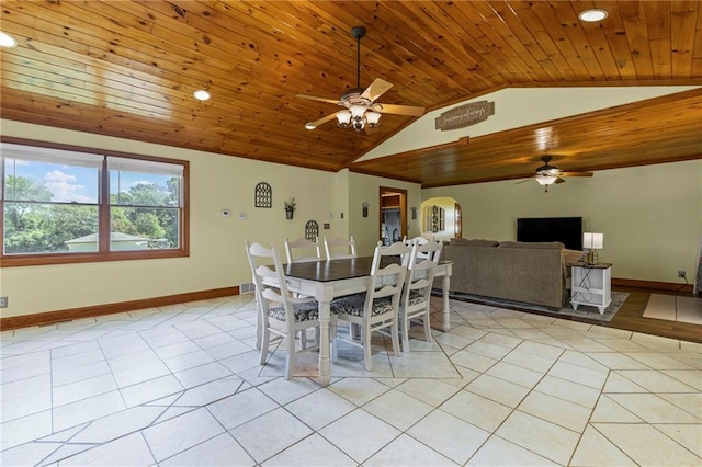 20212 S Carriage Ln, Peculiar, MO 64078 - dining room featuring ceiling fan, wood ceiling, light tile patterned floors, recessed lighting, and arched walkways