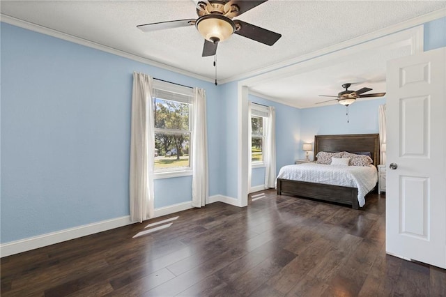 20212 S Carriage Ln, Peculiar, MO 64078 - bedroom with wood finished floors, crown molding, a ceiling fan, and a textured ceiling