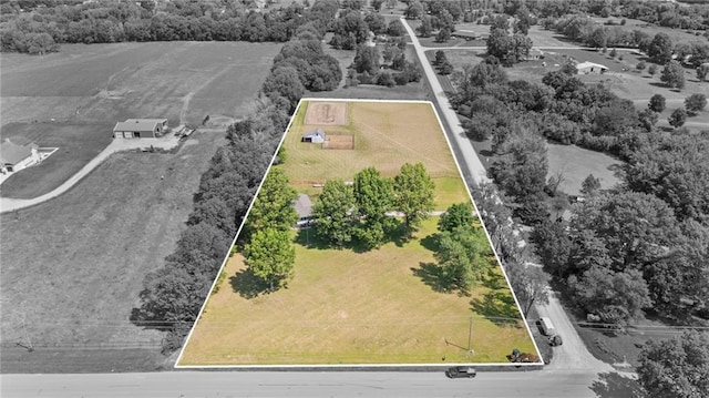 20212 S Carriage Ln, Peculiar, MO 64078 - overview of rural landscape featuring property boundaries highlighted and a tree filled landscape