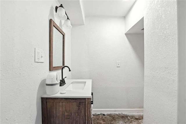 802 S Morgan Dr, Peculiar, MO 64078 - bathroom with vanity and a textured wall