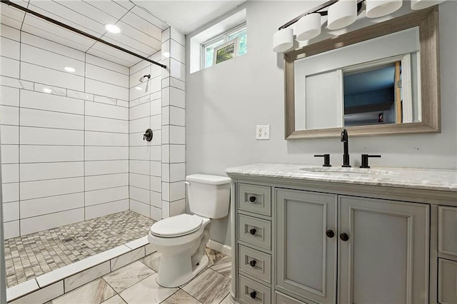 802 S Morgan Dr, Peculiar, MO 64078 - full bath featuring vanity, a tile shower, and marble finish floors