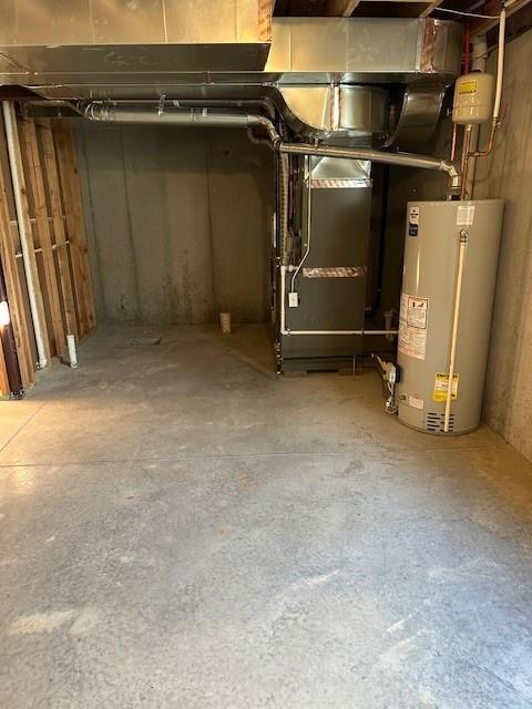 1309 N 4th St E, Louisburg, KS 66053 - unfinished basement with gas water heater and heating unit