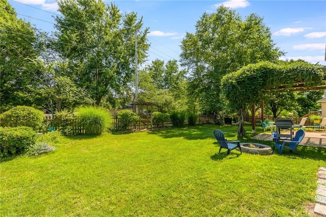 2621 SE 5th St, Lees Summit, MO 64063 - view of yard featuring an outdoor fire pit and view of wooded area