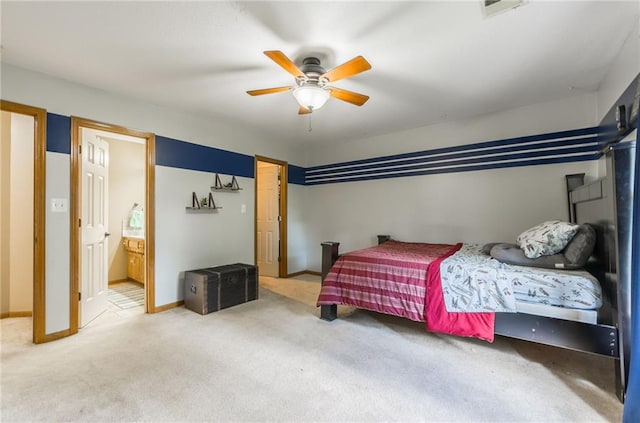2621 SE 5th St, Lees Summit, MO 64063 - carpeted bedroom with ceiling fan and ensuite bath