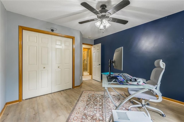 2621 SE 5th St, Lees Summit, MO 64063 - office featuring wood finished floors and a ceiling fan