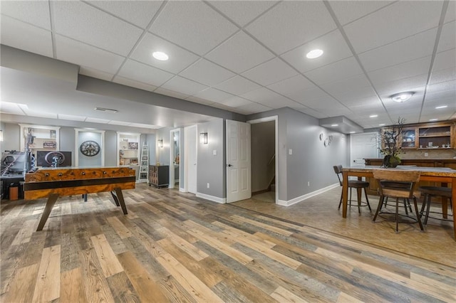 2621 SE 5th St, Lees Summit, MO 64063 - recreation room with wood finished floors, recessed lighting, and built in features