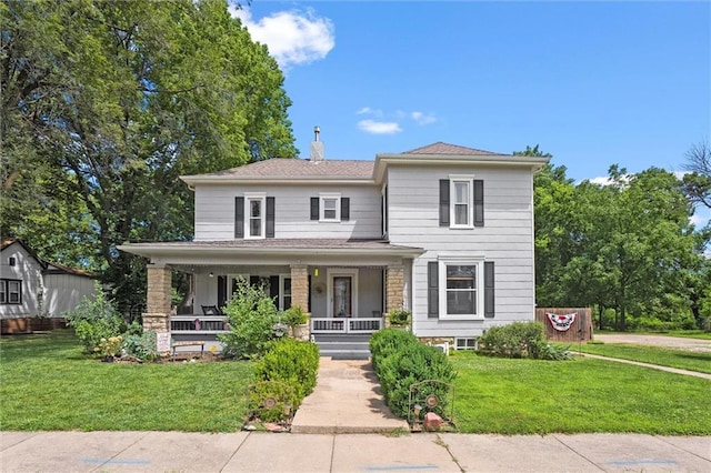 314 E Nichols St, Spring Hill, KS 66083 - view of front of property with a porch, a front yard, and roof with shingles