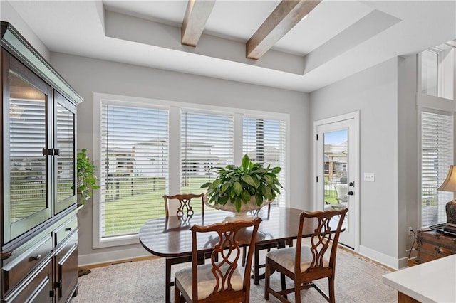 9260 Saddletop St, Lenexa, KS 66227 - dining space with beam ceiling, plenty of natural light, and light wood-type flooring