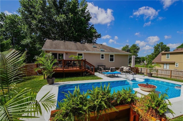 1005 Hunters Rd, Blue Springs, MO 64014 - view of pool featuring a deck and a fenced backyard