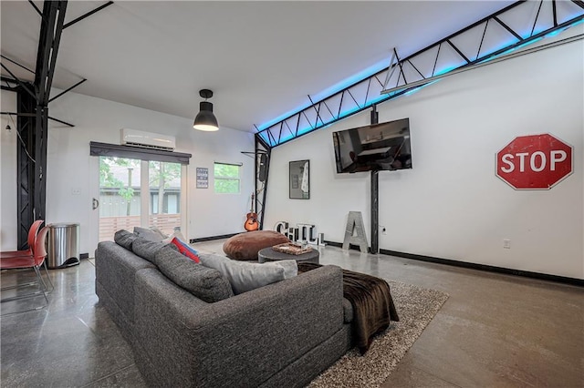 792 195th St, Fort Scott, KS 66701 - living room featuring a wall mounted air conditioner and baseboards