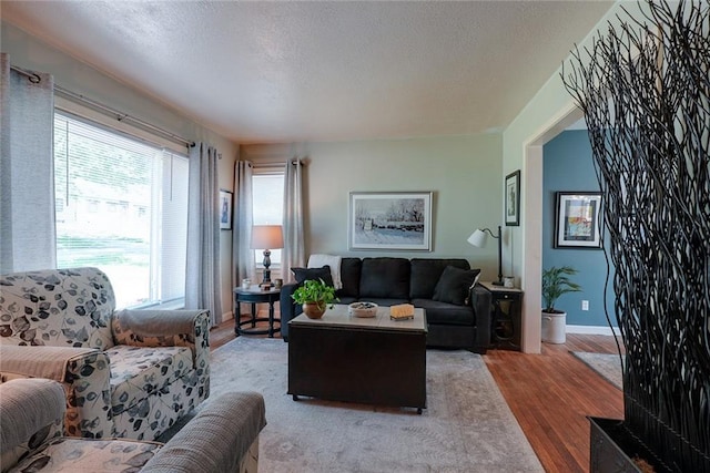 1421 W 28th Ter, Independence, MO 64052 - living room with wood finished floors and a textured ceiling
