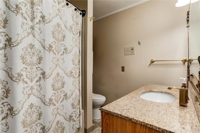 815 N 63rd St, Kansas City, KS 66102 - bathroom featuring vanity, ornamental molding, and a shower with shower curtain