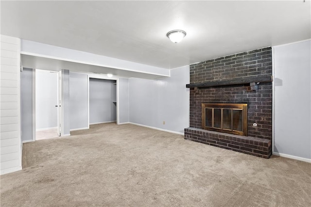 1301 Quincy St, Leavenworth, KS 66048 - unfurnished living room featuring carpet flooring and a fireplace