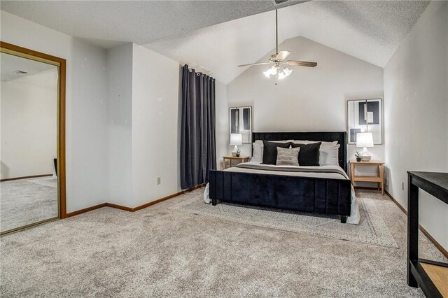 512 NE Brookwood Cir Unit A, Blue Springs, MO 64014 - carpeted bedroom with lofted ceiling, a textured ceiling, and a ceiling fan