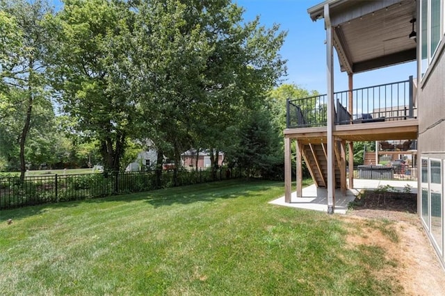 1161 SW Whitby Dr, Lees Summit, MO 64083 - fenced backyard featuring stairs, a patio, and a wooden deck