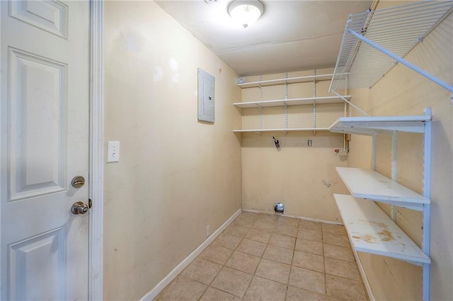 7028 Walmer St, Overland Park, KS 66204 - laundry room featuring electric panel, light tile patterned flooring, and hookup for a washing machine