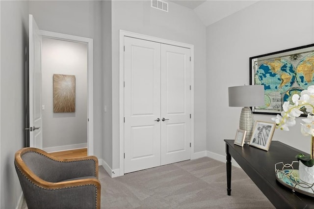 8164 Roundtree St, Lenexa, KS 66220 - carpeted office featuring baseboards and vaulted ceiling