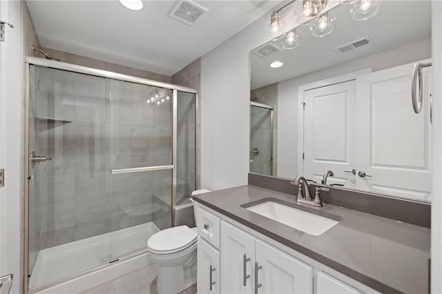 8164 Roundtree St, Lenexa, KS 66220 - full bath with vanity, a shower stall, and recessed lighting