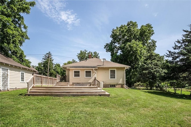 1401 E Mechanic Ave, Independence, MO 64050 - back of property featuring a yard, a deck, and a chimney
