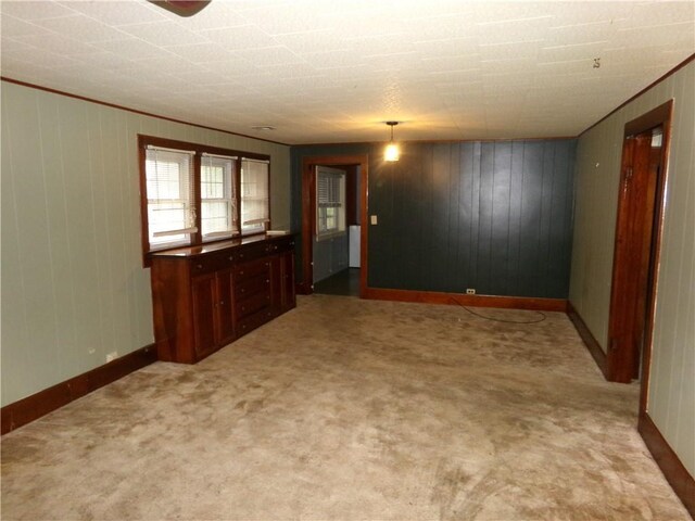 1402 N Kentucky St, Iola, KS 66749 - unfurnished room with light colored carpet and wood walls