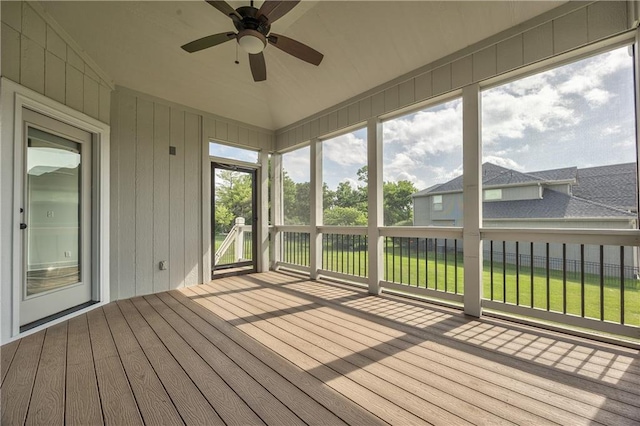 14017 Haskins St, Overland Park, KS 66221 - unfurnished sunroom with ceiling fan