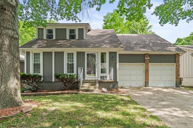 16304 W 126th St, Olathe, KS 66062 - view of front facade featuring an attached garage, driveway, roof with shingles, and a front lawn