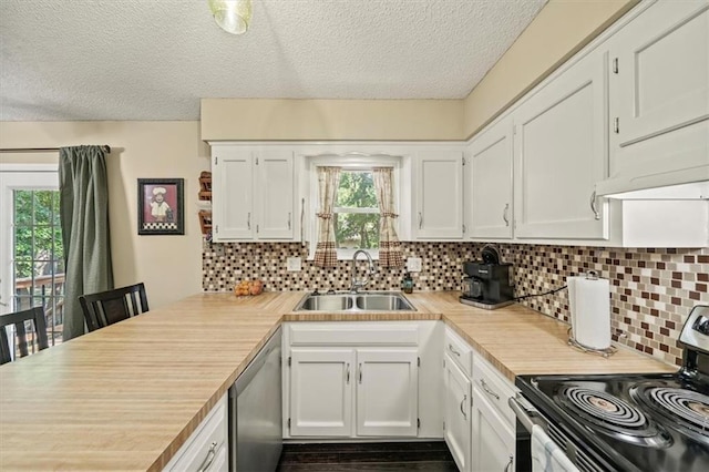 16304 W 126th St, Olathe, KS 66062 - kitchen featuring stainless steel appliances, plenty of natural light, white cabinets, and a textured ceiling