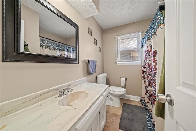 16304 W 126th St, Olathe, KS 66062 - full bathroom featuring vanity, a textured ceiling, tile patterned floors, and a shower with curtain