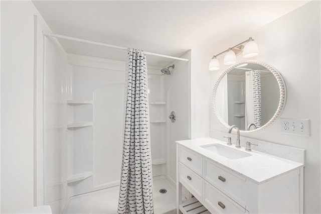 11401 Cedar St, Leawood, KS 66211 - bathroom with a shower with shower curtain and vanity