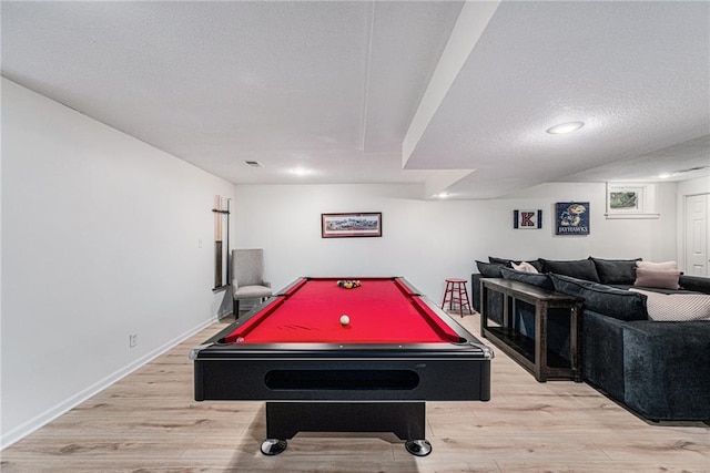 11401 Cedar St, Leawood, KS 66211 - recreation room with a textured ceiling, light wood-style floors, and billiards table