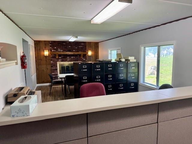 2745 169th Hwy, Trimble, MO 64492 - home office with wood finished floors and wooden walls
