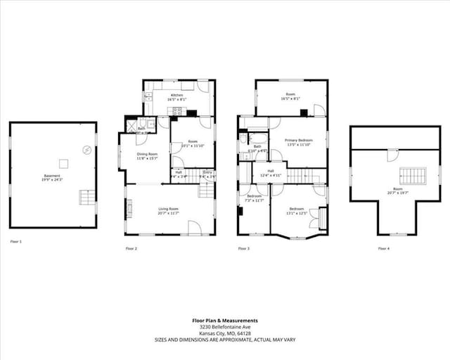 3230 Bellefontaine Ave, Kansas City, MO 64128 - view of floor plan / room layout