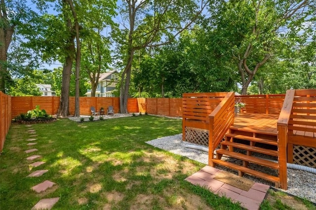 3230 Bellefontaine Ave, Kansas City, MO 64128 - fenced backyard with a wooden deck
