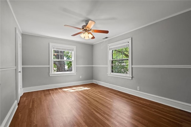 1535 W 75th St, Kansas City, MO 64114 - unfurnished room with wood finished floors, crown molding, and ceiling fan