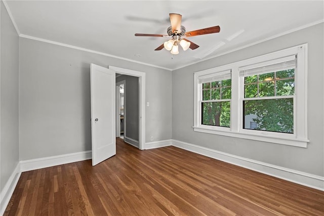 1535 W 75th St, Kansas City, MO 64114 - empty room with crown molding, ceiling fan, and wood finished floors