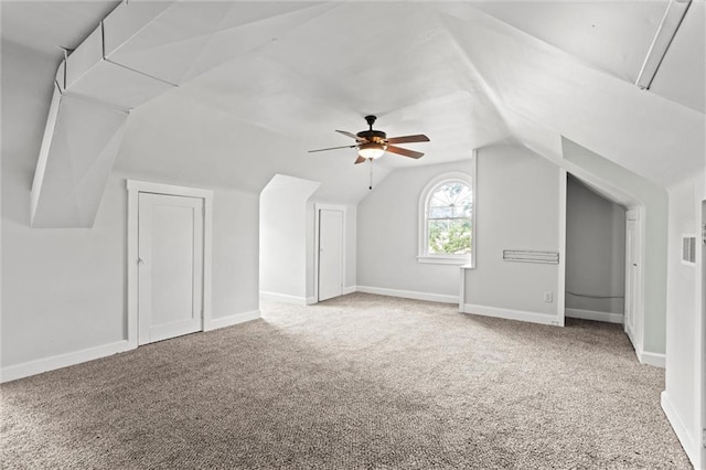 1535 W 75th St, Kansas City, MO 64114 - bonus room featuring carpet flooring, a ceiling fan, and vaulted ceiling