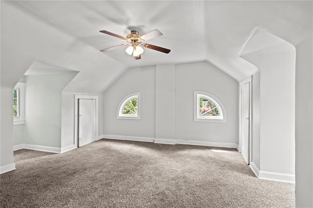 1535 W 75th St, Kansas City, MO 64114 - bonus room featuring carpet floors, ceiling fan, and vaulted ceiling