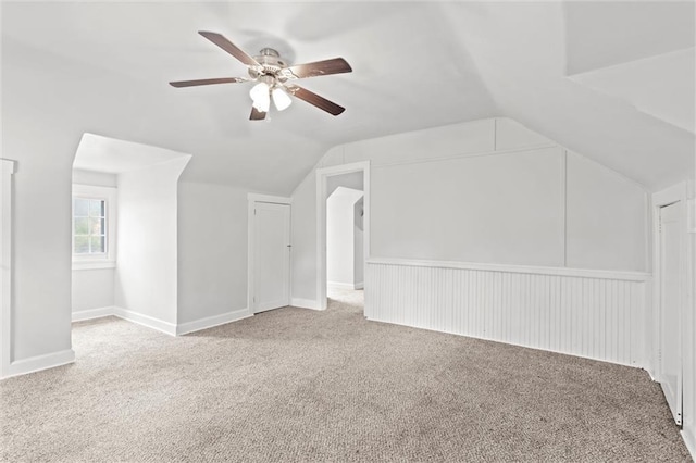 1535 W 75th St, Kansas City, MO 64114 - additional living space featuring lofted ceiling, carpet floors, and ceiling fan