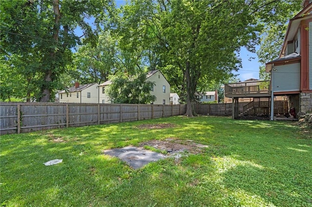 1535 W 75th St, Kansas City, MO 64114 - fenced backyard with stairway and a wooden deck